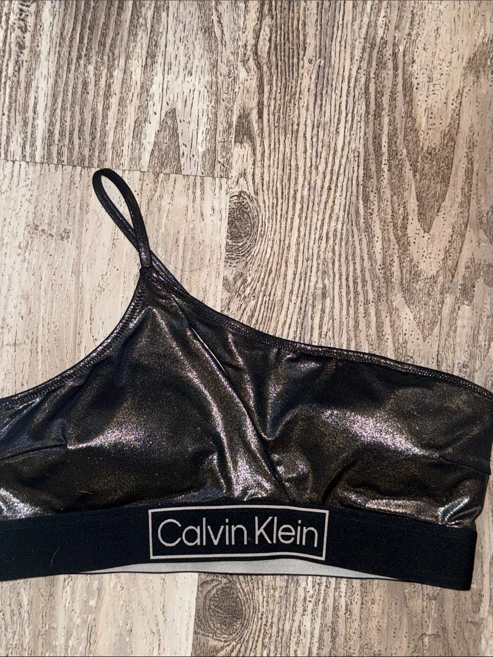 Calvin Klein Shimmery Metallic Black Bralette & Bikini